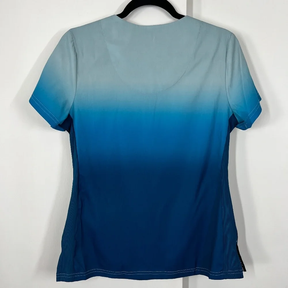 Koi Lite Reform Ombre‎ V-Neck Top, S, Electric Blue and Navy, Scrubs - Picture 8 of 14